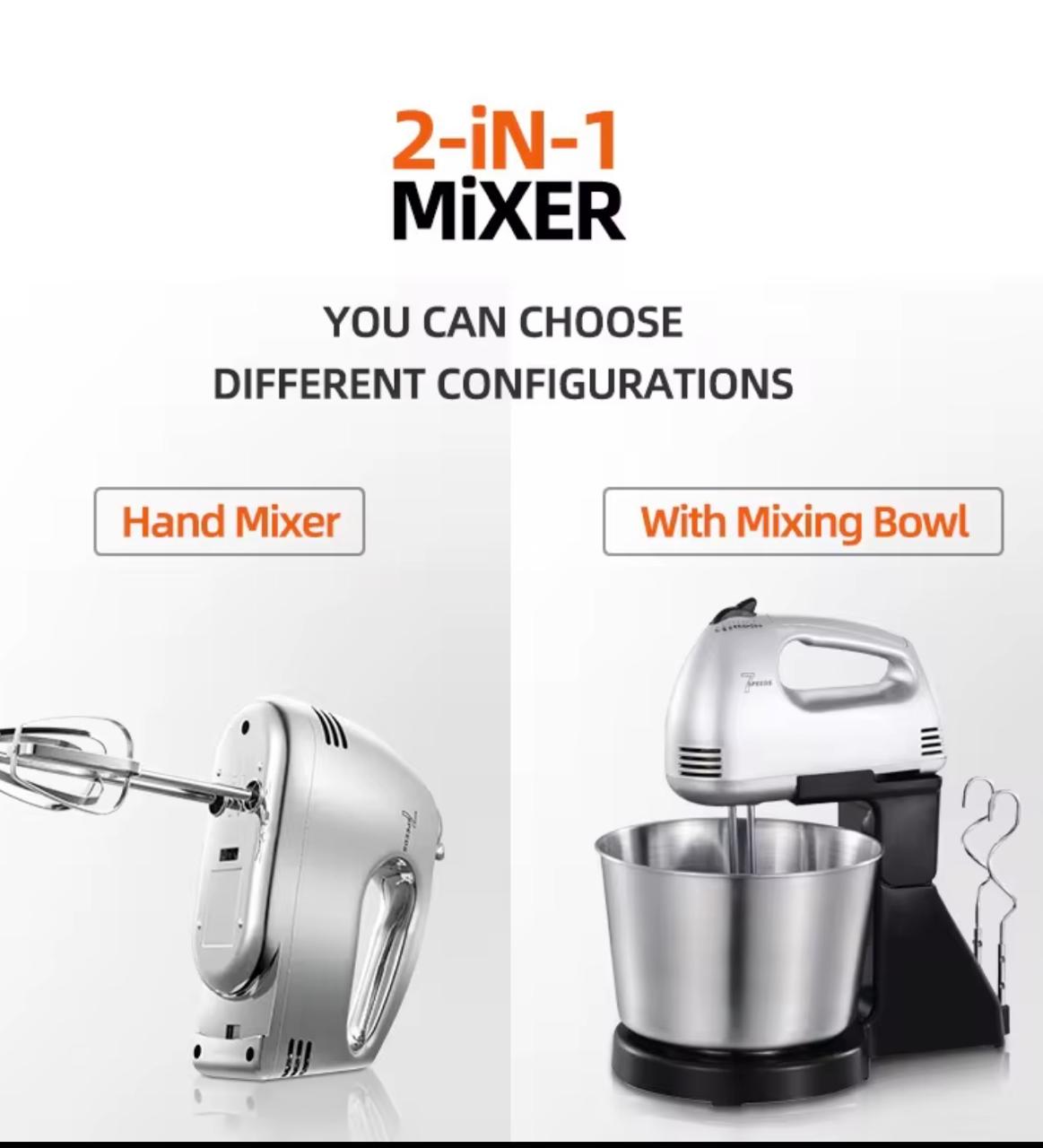 Silver Love Bowl Mixer – Electric Kitchen Stand Mixer with Mixing Bowl for Baking, Whisking & Dough Preparation