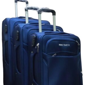 3-Piece 4-Wheel Fabric Suitcase Set | Large, Medium and Small Travel Luggage
