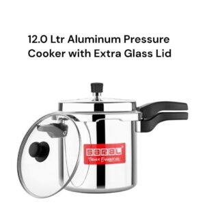 Signature Aluminum Pressure Cooker with Extra Glass Lid and Large Handles