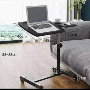 Height Adjustable Mobile Laptop Table with Wheels – Rolling Bedside Laptop Desk for Home & Office