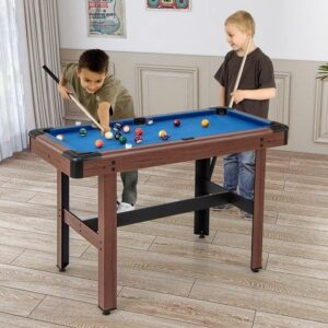 Kids Pool Table Game Set with Cue Sticks, Balls & Accessories – Indoor Family Billiards Table