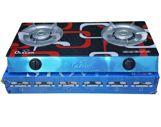 Olelon 2 Burner Glass Top Gas Cooker – Premium Tempered Glass Table Top Stove | Fast Cooking & Energy Saving