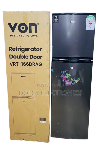 VON 166L Double Door Refrigerator - Energy Efficient Fridge