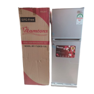 Ramtons 128L 2-Door Direct Cool Fridge – Compact Double Door Refrigerator Silver Finish for Home Use