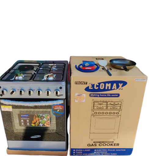 Ecomax 60×60cm 3 Gas + 1 Electric Burner Standing Cooker with Electric Oven
