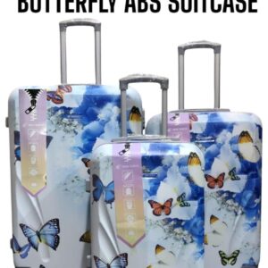 Fengtianli 3 Pcs ABS PC Fiber Butterfly Suitcase Set – Premium Hard Shell Travel Luggage