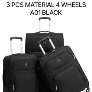 Skull Gear 3 in 1 4-Wheeled Fabric Suitcase Set – Black