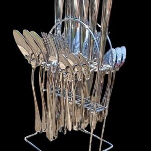 24 Pcs Cutlery Set With Stainless Steel, With Stand - Silver
