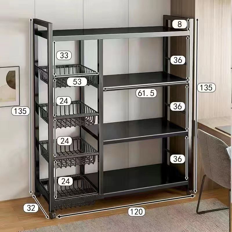 Multifunctional Metal Storage Rack with Lockable Wheels - Image 3