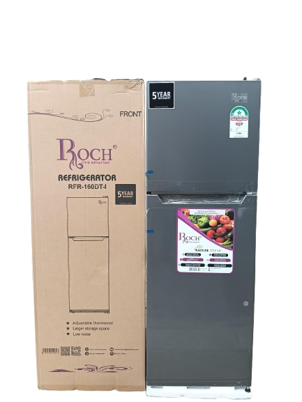 Roch 130L Double Door Fridge RFR-160DT-I | Compact Refrigerator Freezer