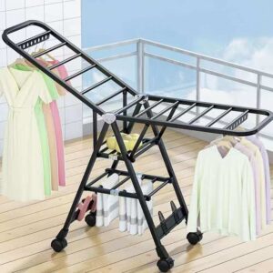 Foldable Heavy Duty Clothes Drying Rack with Wheels – Portable Laundry Drying Stand